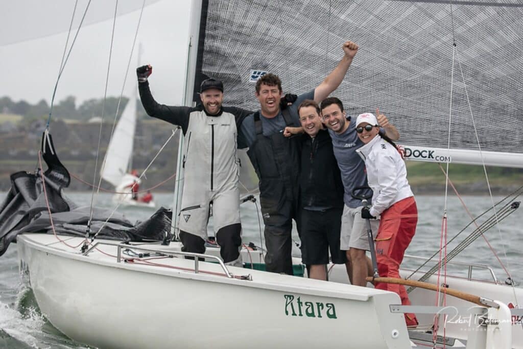 The ATARA crew successfully defended their 2022 title at the 2023 1720 European Championships in July. ATARA, sail with UK Sailmaker Ireland sails and represent both the Howth Yacht Club and Royal Cork Yacht Club. Photo credit: Bob Bateman.