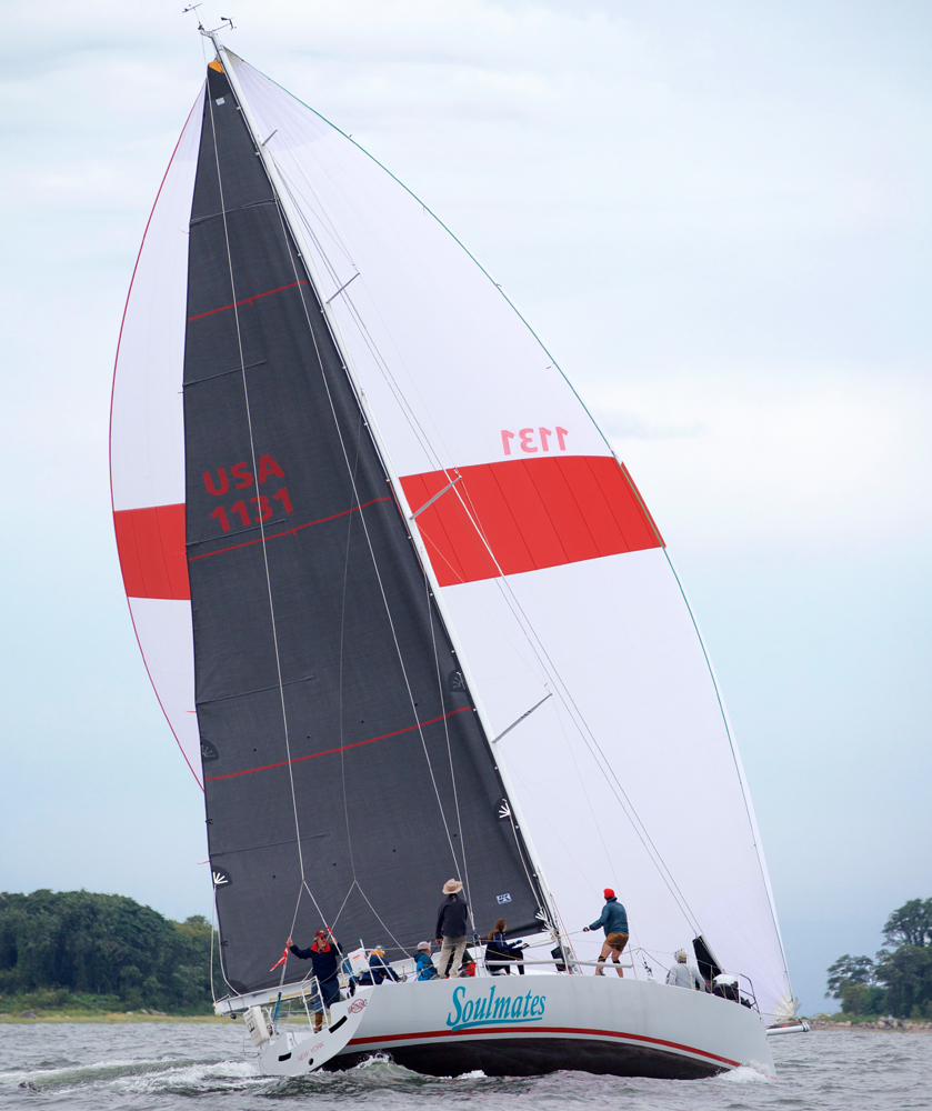 The Uni-Titanium Liteskin main on SOULMATES as she is on her way to setting a new course record in the Douglaston Yacht Squadron’s Captain’s Island Race. M. A. Fisher Photography.