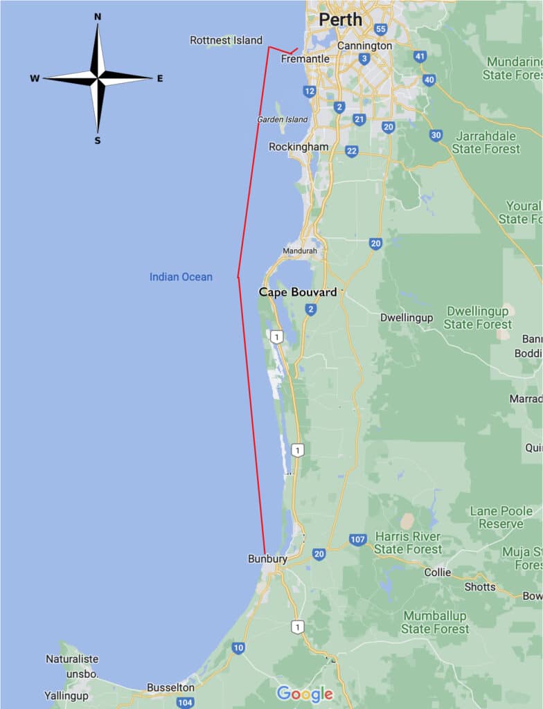 Bunbury and Return Race course map