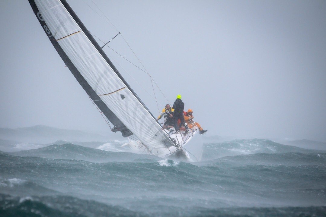 Andy Green's entry in the 2019 Mirabaud Yacht Racing photo contest. About the image he wrote, "This was a cool shot of the J/125 JACK KNIFE from the IRC Regatta in Pwlhrli (Wales). It had been champagne sailing with blue skies and 20 knots of breeze…