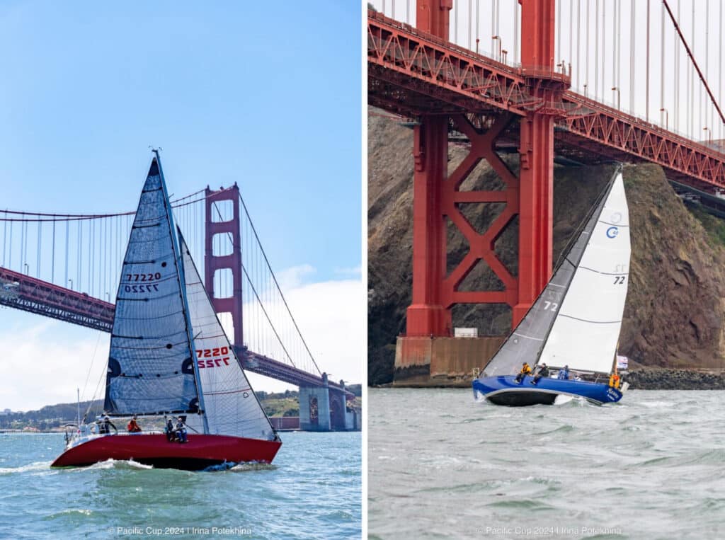 Davidson 44, IMAGINE (left) and Cal 40, AZURE (right), at the 2024 Pacific Cup. Photos © Irina Potekhina - White Raven Media.