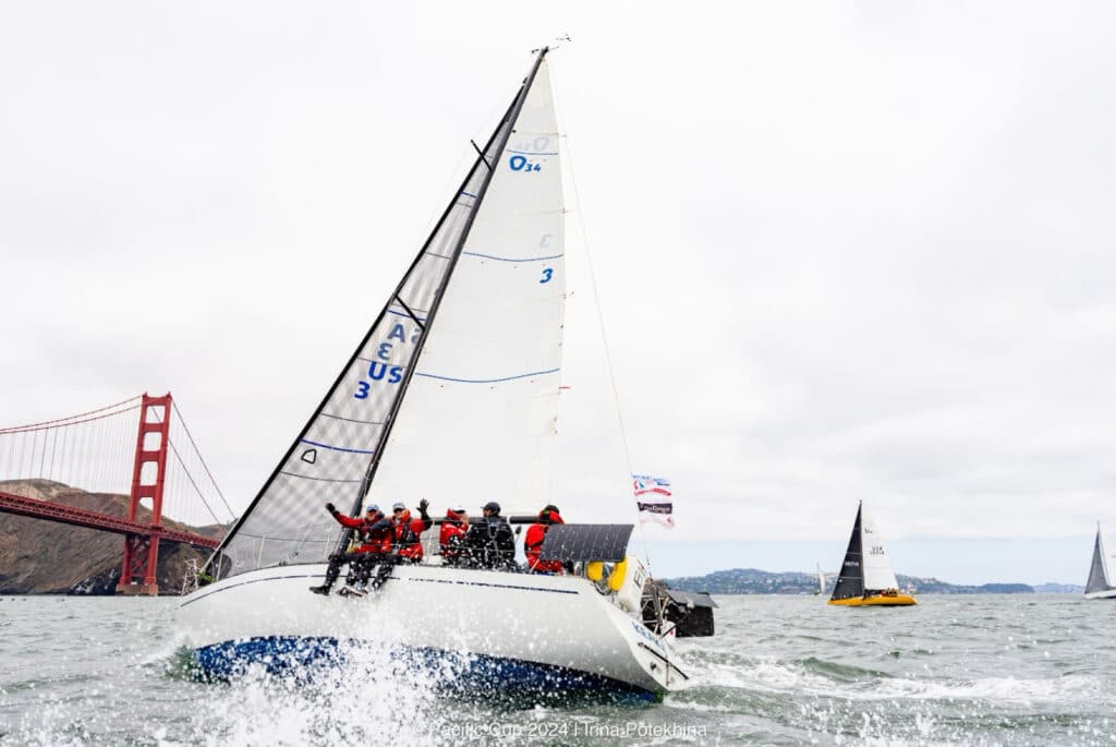 Chris Maher’s Olson 34, KEAKA, at the 2024 Pacific Cup Monday start. Photo © Irina Potekhina - White Raven Media.