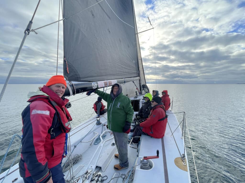 CM1200 Jackrabbit crew is all smiles after winning a 2022 pursuit race at CFSA in Esquimalt, BC.