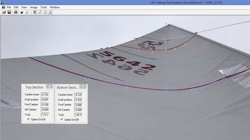 Accumeasure analysis on G1 Flying Scot Mainsail.