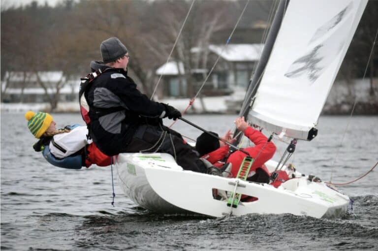 Mike Considine taking sail shape photos. Photo credit: Molly Porter.