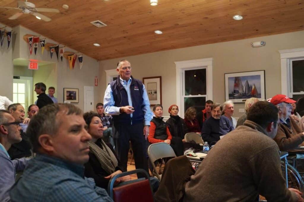 Butch Ulmer leading a Racing Rules of Sailing seminar at the Chelsea Yacht Club in 2013.