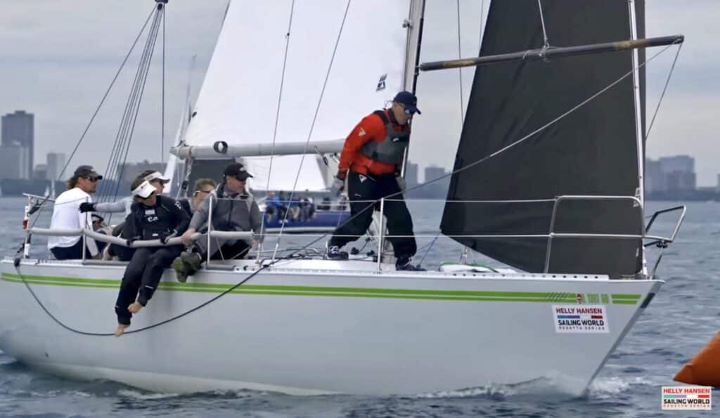 ERICA preparing to round a windward mark at the 2024 Helly Hansen Sailing World Regatta Series in Chicago. Photo by Sailing World / Helly Hansen.