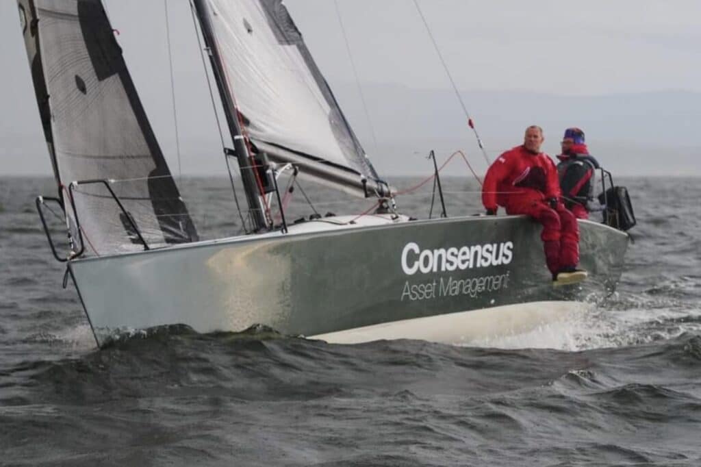 Lars Bergkvist and Anders Dahlsjö onboard CONSENSUS during the Around Oslofjorden Race, June 7-8th, 2024. Photo credit: SEILmagasinet.